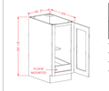 Accessory Base Cabinets - Single Full Height Door One Rollout Shelf Base Kit — dimensional drawing