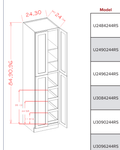 Accessory Tall Cabinets - Four Door Utility Four Rollout Shelf Cabinet Kit — dimensional drawing