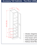 Accessory Tall Cabinets - Two Door Utility Four Rollout Shelf Cabinet Kit — dimensional drawing