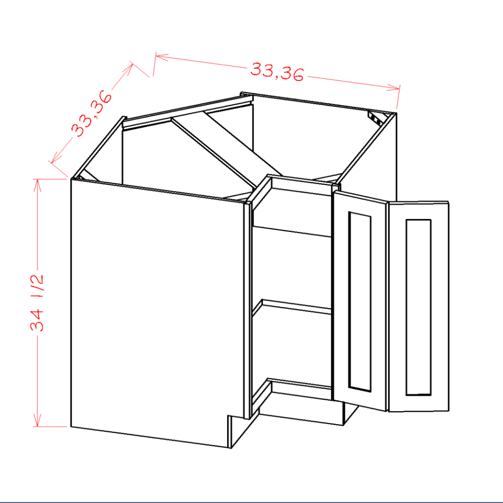 White Shaker Base Easy Reach — dimensional drawing