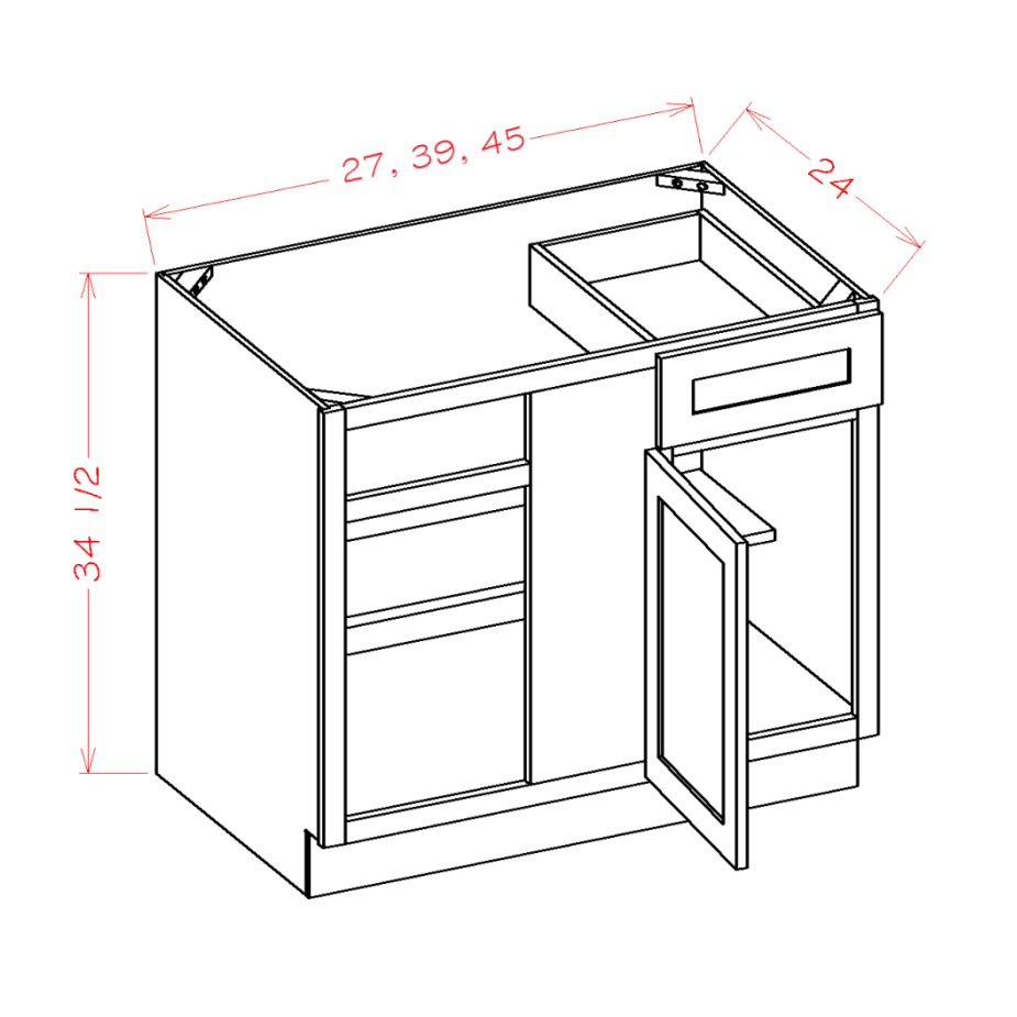 White Shaker Blind Bases — dimensional drawing