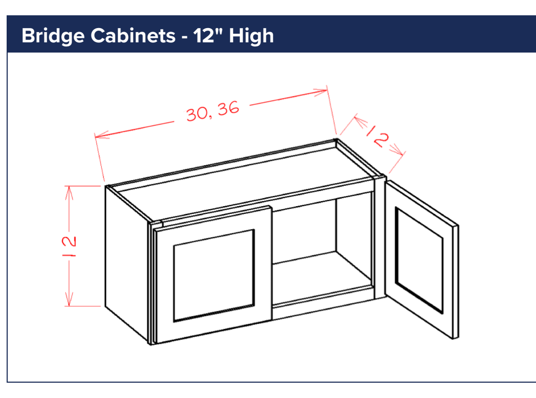 Bridge Cabinets - 12" High — dimensional drawing