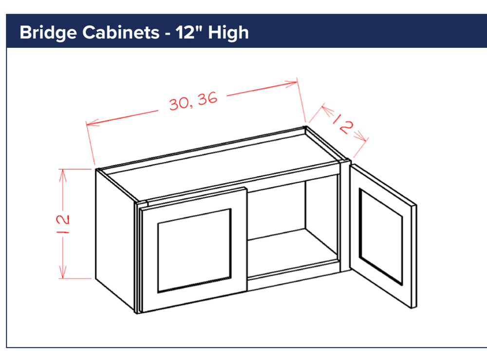 Bridge Cabinets - 12" High — dimensional drawing