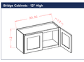 White Shaker Bridge Cabinets - 12" High — dimensional drawing