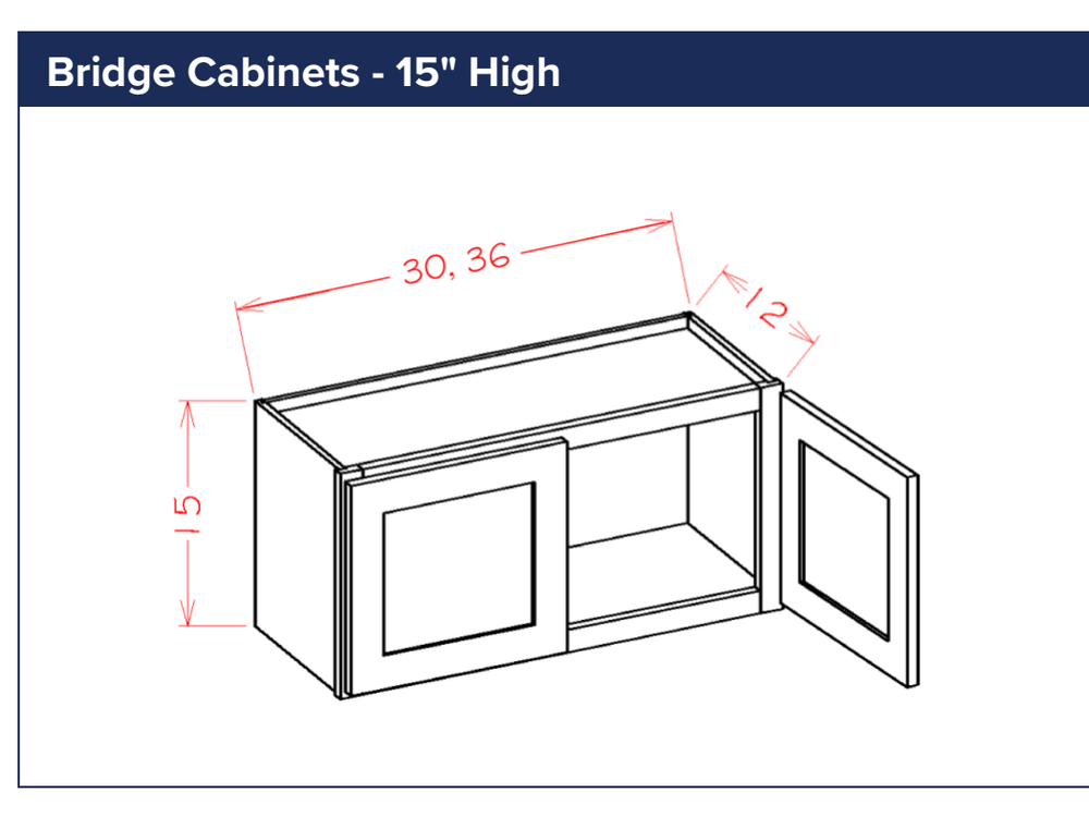 Bridge Cabinets - 15" High — dimensional drawing