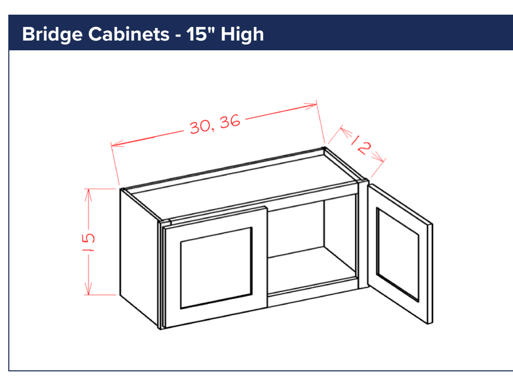 Bridge Cabinets - 15" High — dimensional drawing