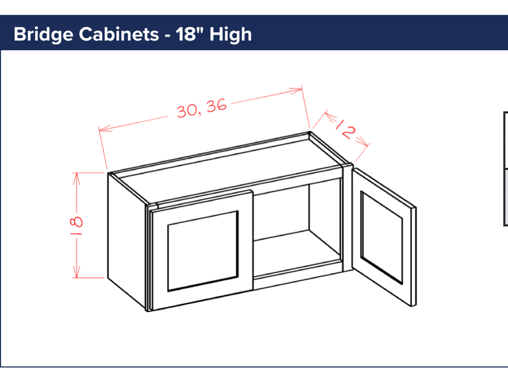 Bridge Cabinets - 18" High — dimensional drawing
