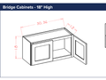 White Shaker Bridge Cabinets - 18" High — dimensional drawing