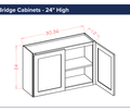 White Shaker Bridge Cabinets - 24" High — dimensional drawing