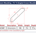 Crown Moulding - 13/4" H Angled Crown Moulding — dimensional drawing