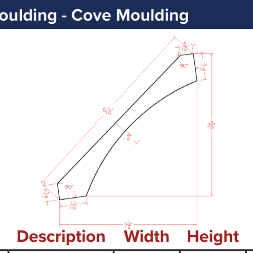Crown Moulding - Cove Moulding — dimensional drawing