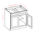 Double Door Double Drawer Bases — dimensional drawing
