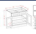 White Shaker Double Door Double Drawer Two Rollout Shelf ADA Base Cabinet — dimensional drawing