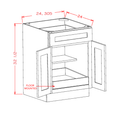 White Shaker Double Door Single Drawer One Rollout Shelf ADA Base Cabinets — dimensional drawing