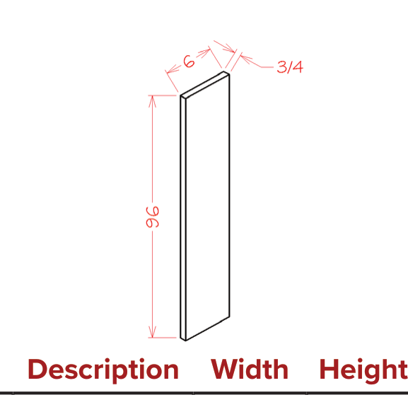 Fillers - 6" Tall Filler — dimensional drawing