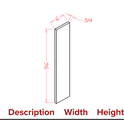 Fillers - 6" Tall Filler — dimensional drawing