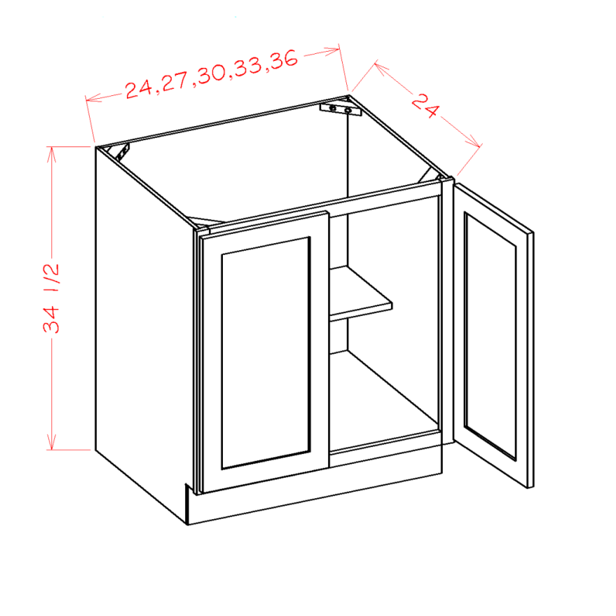 Full Height Double Door Bases — dimensional drawing