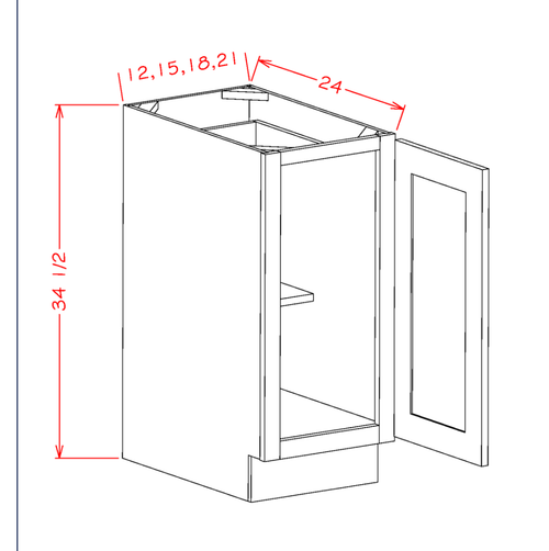Full Height Single Door Bases — dimensional drawing