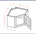 Glass Door Diagonal Wall Stacker Cabinets - Routed for Glass with Finished Interior — dimensional drawing