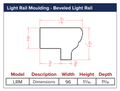White Shaker Light Rail Moulding - Beveled Light Rail — dimensional drawing