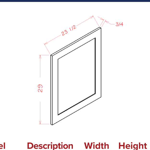 Panels - Base Decorative End Panel — dimensional drawing