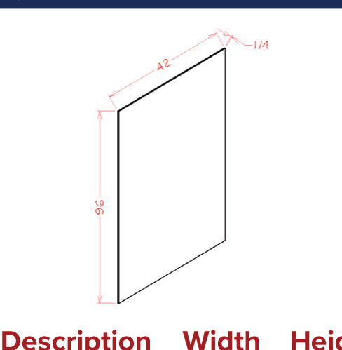 White Shaker Panels - Long Skin Panel — dimensional drawing