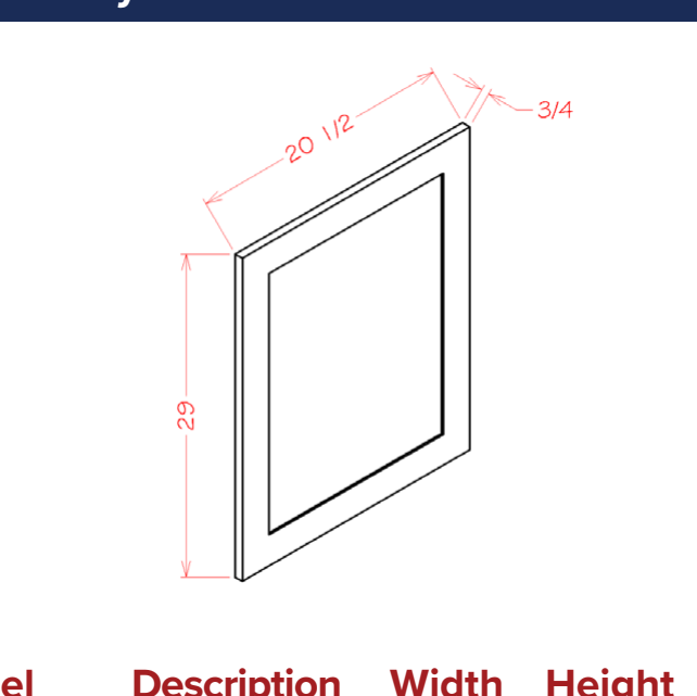 Panels -Vanity Decorative End Panel — dimensional drawing
