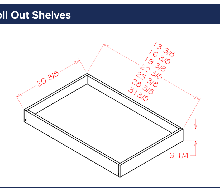 Roll Out Shelves — dimensional drawing