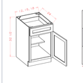 White Shaker Single Door Single Drawer ADA Base Cabinets — dimensional drawing