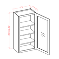 Single Glass Door Wall Cabinets - Routed for Glass with Finished Interior — dimensional drawing