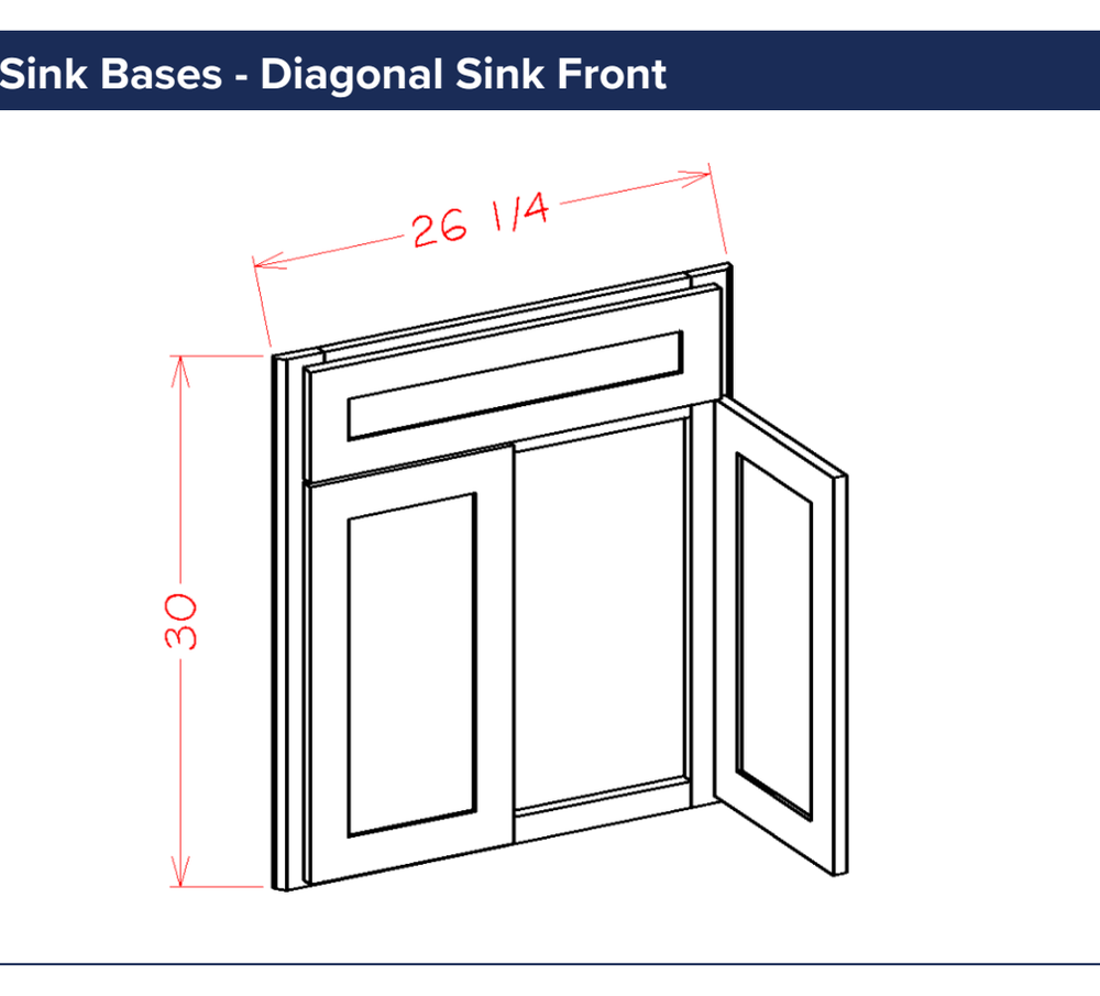 Sink Bases - Diagonal Sink Front — dimensional drawing