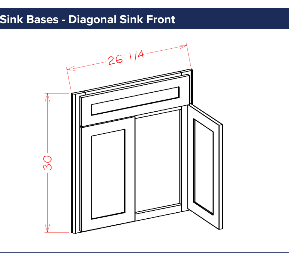 Sink Bases - Diagonal Sink Front and Floor Kit — dimensional drawing