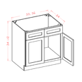 Sink Bases - Double Door Double False Drawer Front — dimensional drawing