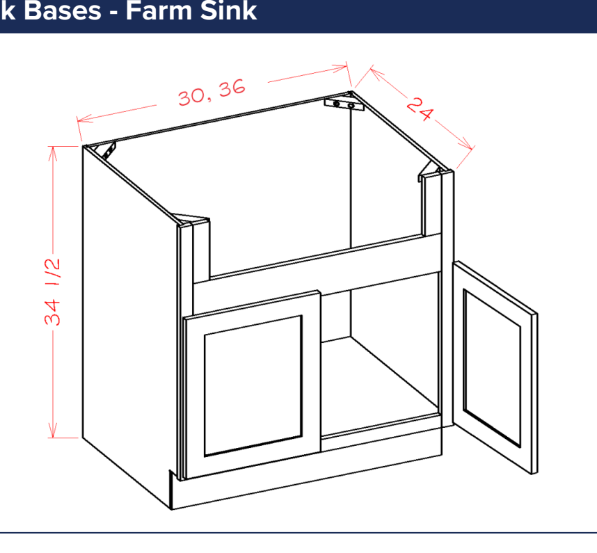 Sink Bases - Farm Sink — dimensional drawing