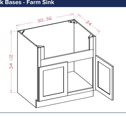 Sink Bases - Farm Sink — dimensional drawing