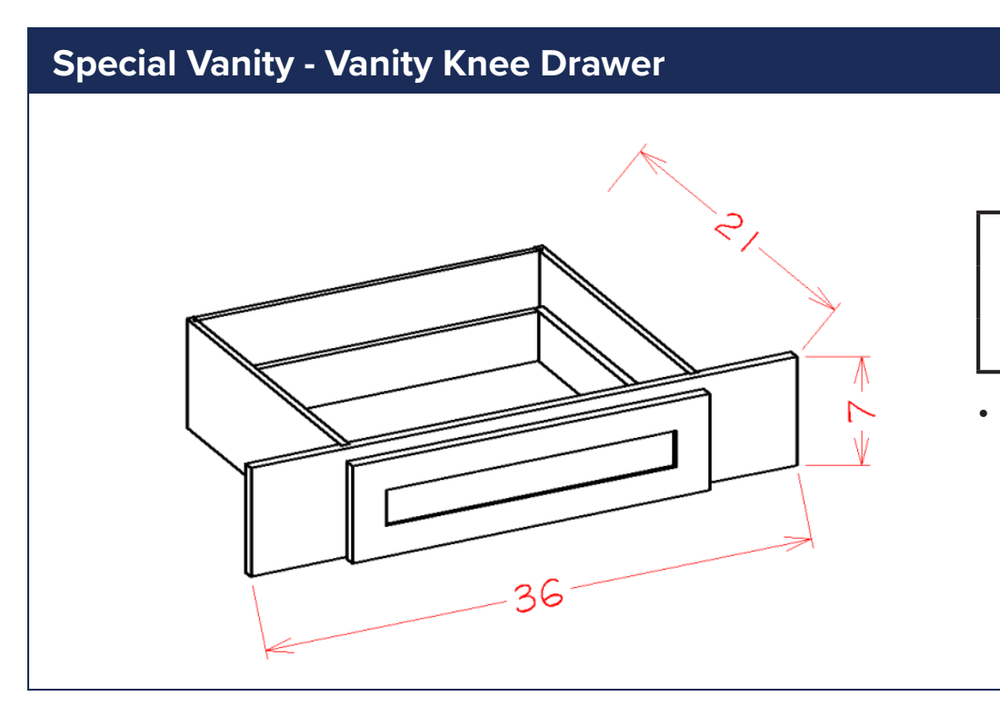 Special Vanity - Vanity Knee Drawer — dimensional drawing