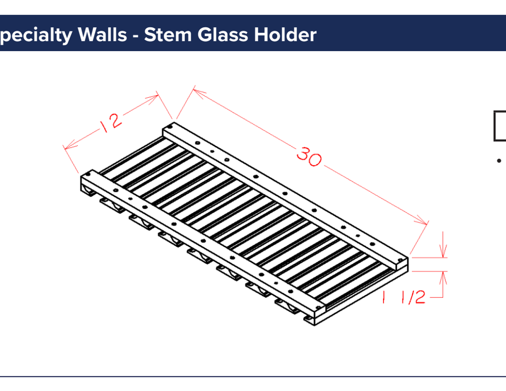 Specialty Walls - Stem Glass Holder — dimensional drawing