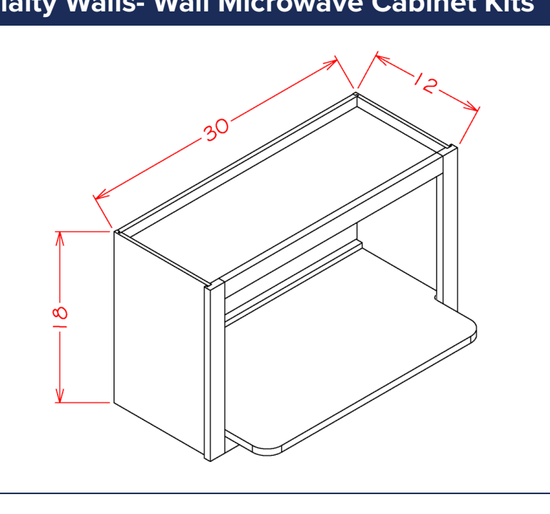 Specialty Walls - Wall Microwave Shelf Insert — dimensional drawing