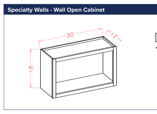 Specialty Walls - Wall Open Cabinet — dimensional drawing