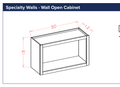 White Shaker Specialty Walls - Wall Open Cabinet — dimensional drawing