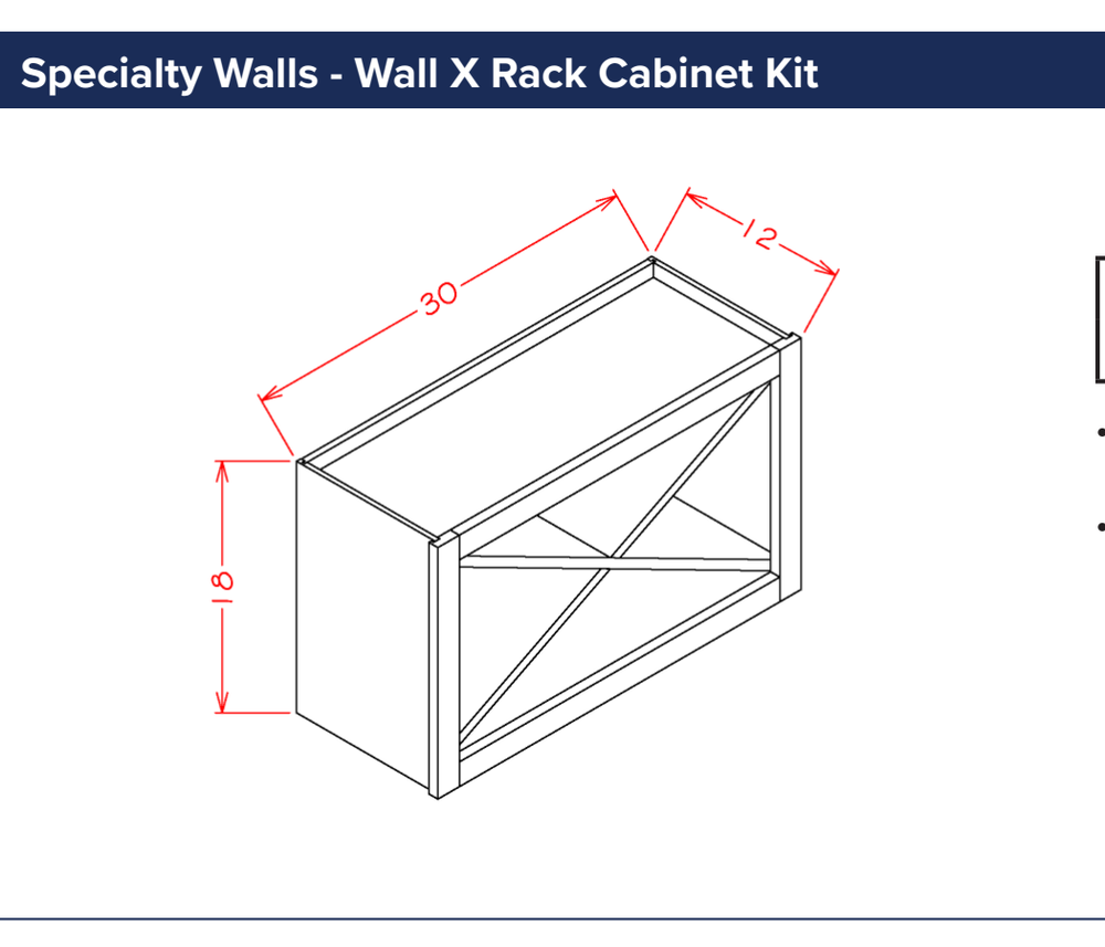 Specialty Walls - Wall X-Rack Shelf Insert — dimensional drawing