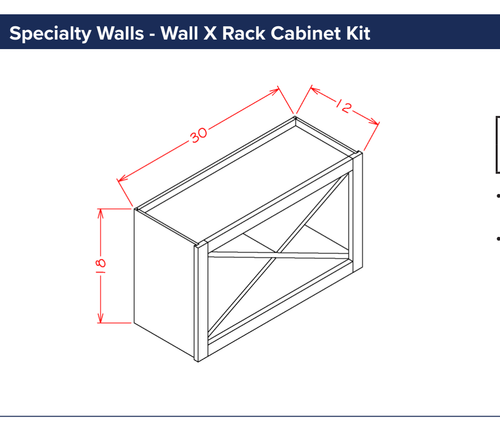 Specialty Walls - Wall X-Rack Shelf Insert — dimensional drawing