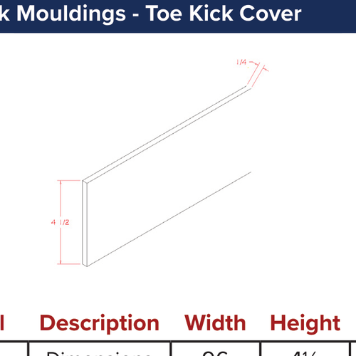Toe Kick Mouldings - Toe Kick Cover — dimensional drawing