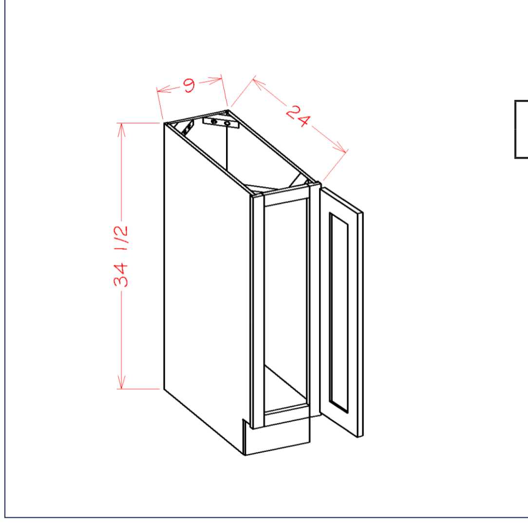 White Shaker Tray Base — dimensional drawing