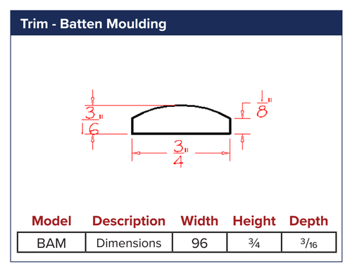 Trim - Batten Moulding — dimensional drawing
