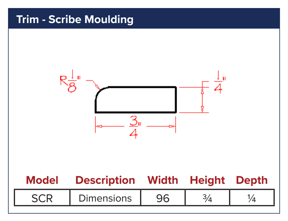 Trim - Scribe Moulding — dimensional drawing