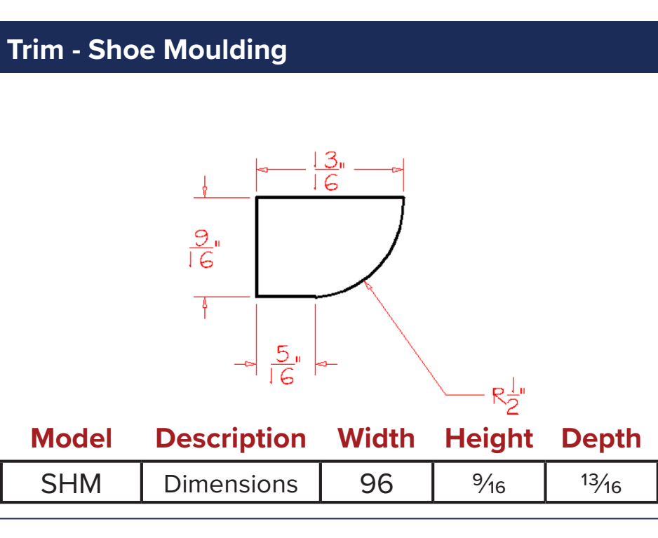 Trim - Shoe Moulding — dimensional drawing