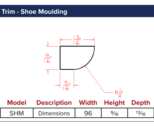 Trim - Shoe Moulding — dimensional drawing