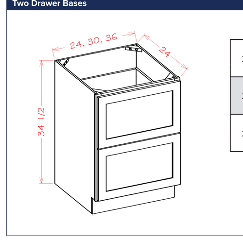 Two Drawer Bases — dimensional drawing