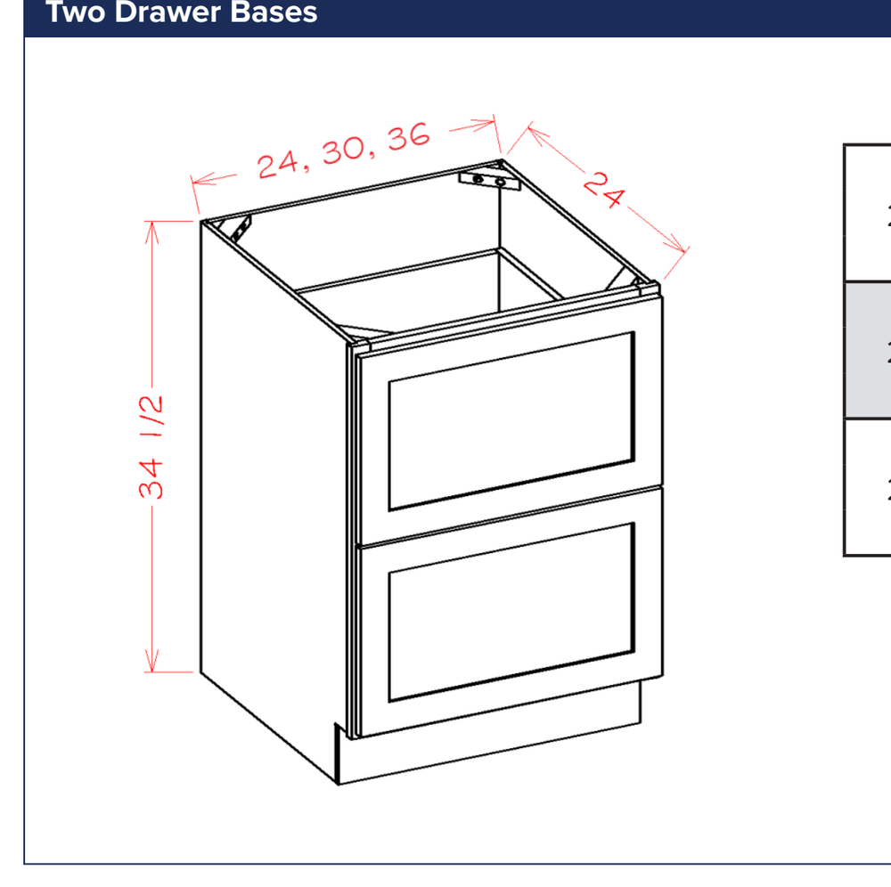 Two Drawer Bases — dimensional drawing